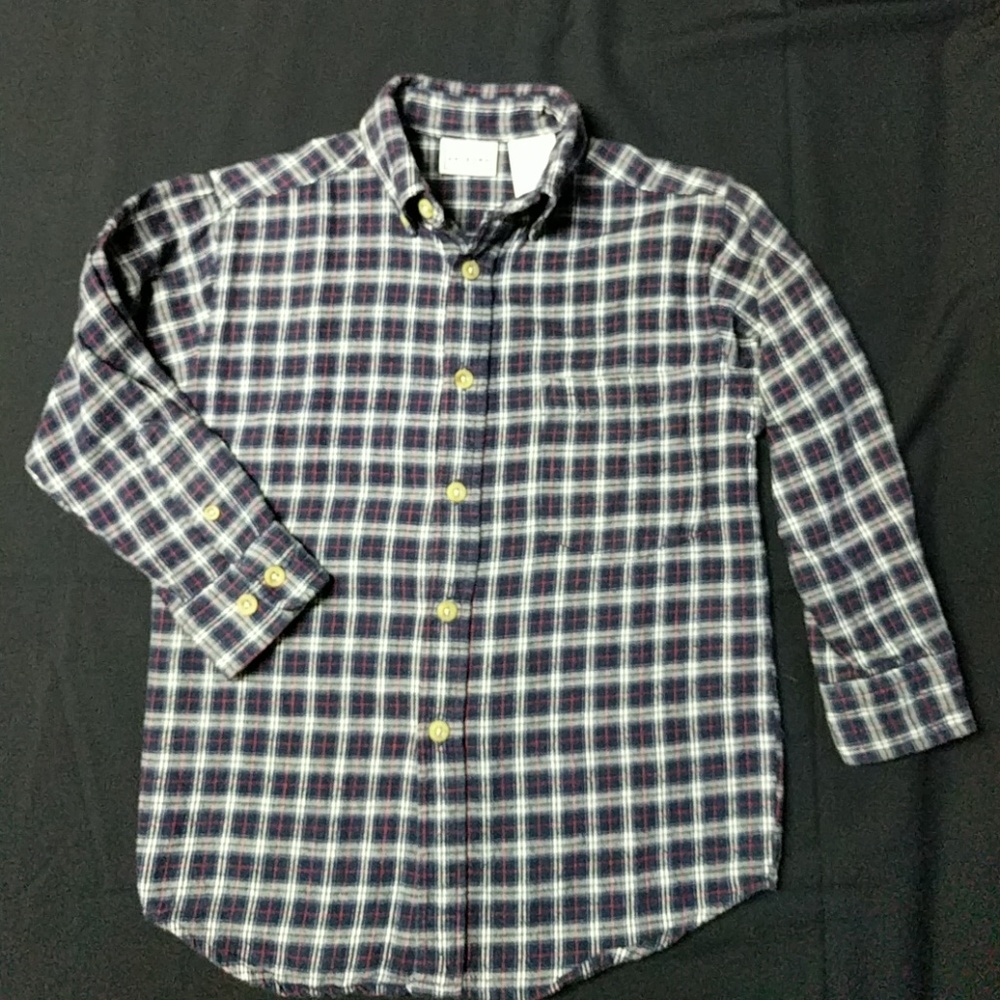 🟢Dark blue plaid boys flannel